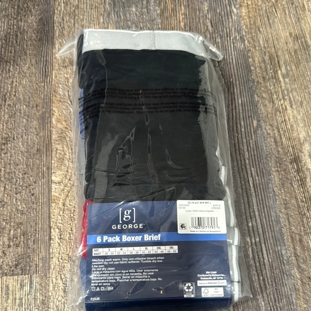 George Men's Boxer Briefs 6 Pack - Blue, Gray, Red